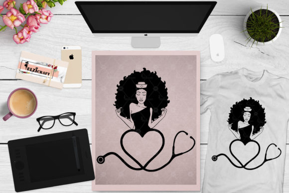 Nurse Afro Woman Stethoscope Silhouette Review